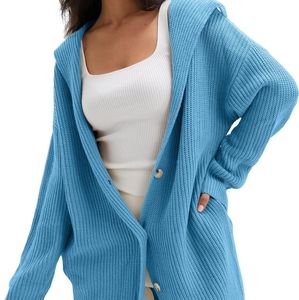 DEEP SELF Women's Long Sleeve Open Front Cardigan 2023 Fall Casual Loose Button
